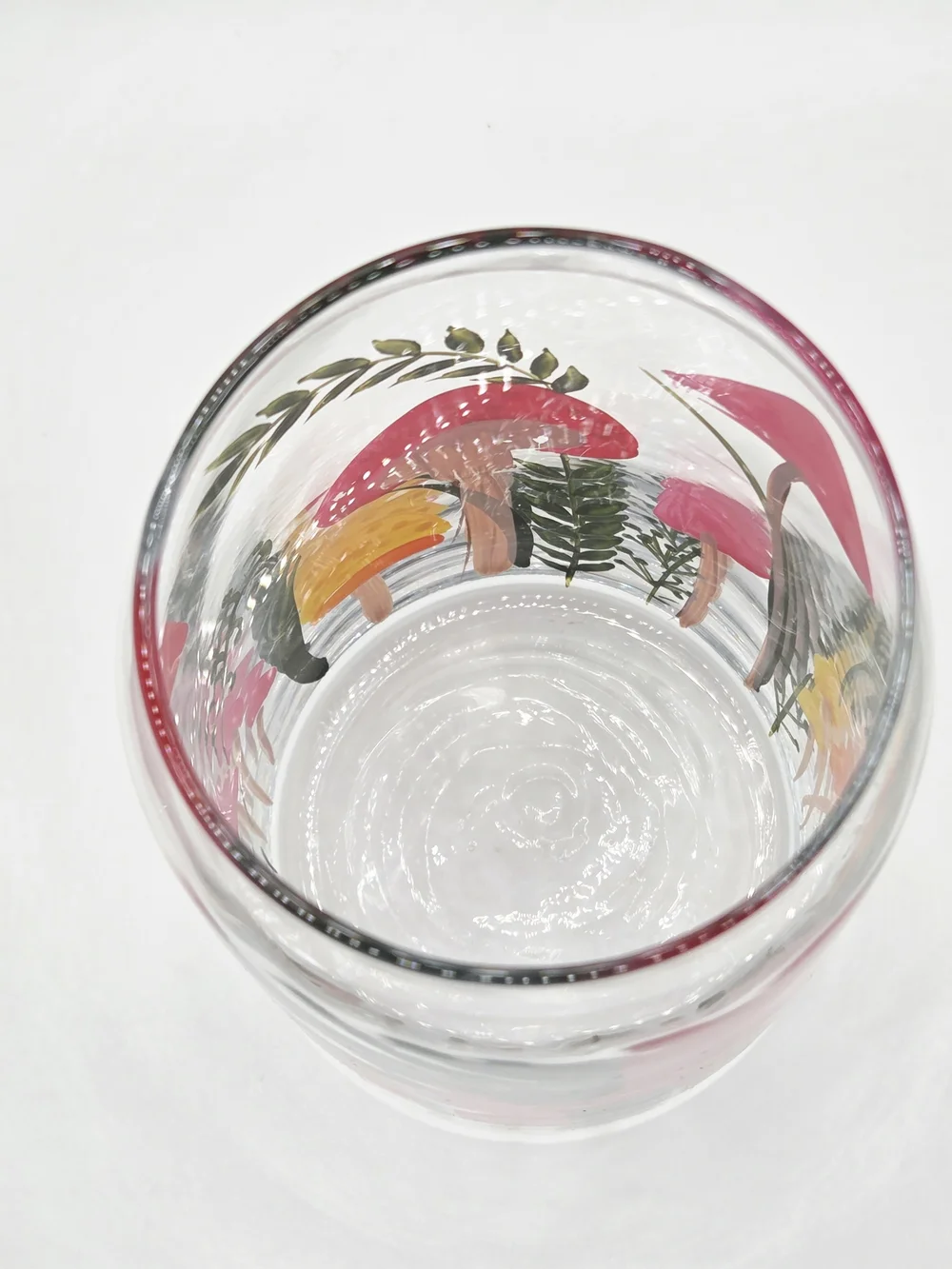 Hand-Painted Mushroom Glass Tumbler - Stylish Coffee & Tea Accessory